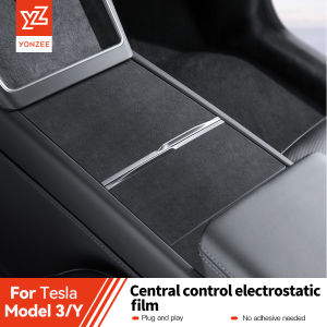 YZ Center Console Panel Sticker For Tesla Model 3 Y Juniper Highland Electrostatic Adsorption Sticker Suede Film Car Accessories