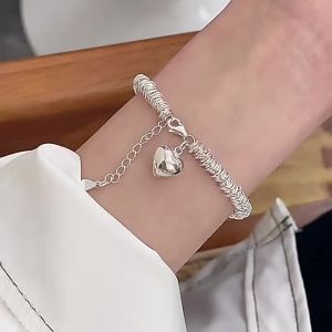 925 Sterling Silver Thai Silver Bracelet for Women Vintage Geometric Heart Love Lucky Punk Jewelry 2026 New Party Birthday Gift