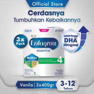 [Paket isi 3] Enfagrow Essential 4 Susu Formula 3-12 Tahun Rasa Vanila 400gr