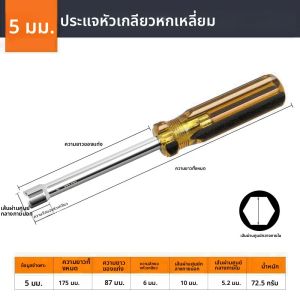 ประแจกระบอก 5/5.5/6/7/8/9/10 มม. ประแจหกเหลี่ยม ไขควงหกเหลี่ยมเหล็กกล้าคาร์บอนสูง ไขควงหกเหลี่ยม เครื่องมือซ่อมแซมแบบใช้มือ