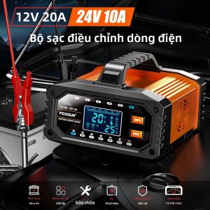 Bộ Sạc Pin Thông Minh 12V/24V Di Động 0.5A-20A Cho Ô Tô Xe ATV Xe Máy - Tương Thích Với Pin Lithium AGM GEL Lead-Acid LiFePO4 Đầu Ra 12V20A/24V10A