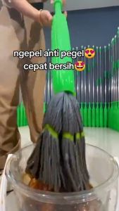 Alat Dehidrasi 1 Detik Pel Otomatis Peras Pel Lantai Efisien Putar Twist Mop Mikrofiber 360°