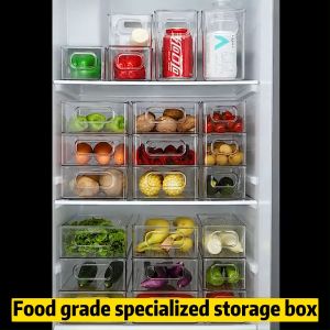 Transparent Multifunctional Refrigerator Organizer Bins Stackable Fridge Organizers Food Storage box Fruit and Vegetable Storage Box Drain Freshness Box Egg Storage Containers Household Organizer Case
