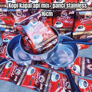 paket panci stainles pemanas air 18 cm/panci 16 cm gratis kopi kapal api mix spesial+ gula