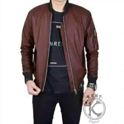JAKET PRIA KULIT SEMI FU LEATHER NEW ELEGANT MODEL BOMBER ANTI AIR