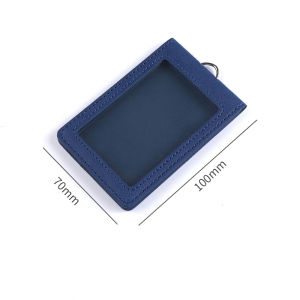 Foldable Dual-Slot Work ID Card Holder Leather Student Badge Lanyard Bus Card Cover Separation Design School ID Case