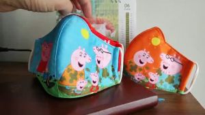 Khẩu trang vải hình heo peppa cho bé từ 3 đến 10 tuổi nhiều màu loại đẹp