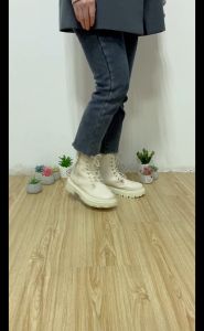 Womens British Style Retro Fashion Flats Leather Boots Thick Bottom Martin Boots