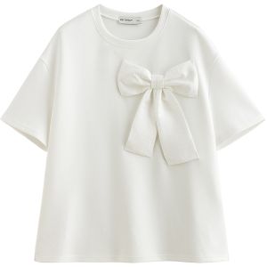 Toyouth | Áo Thun Cổ Tròn Oversize Nơ Đeo Lớp Không Khí