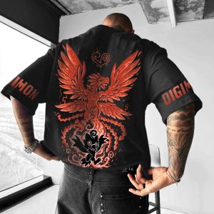 Digimon Adventure Anime Hououmon T-shirt 2025 Summer New Mens and Womens Y2K Loose Casual Harajuku Plus Size Short Sleeve Top