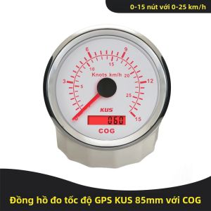Đồng Hồ Đo Tốc Độ GPS KUS 0-15/30/60 Knots Với Chức Năng Định Hướng Cho Thuyền/tàu Du Lịch Biển Kích Thước 85mm Đèn Nền Đỏ Vàng.