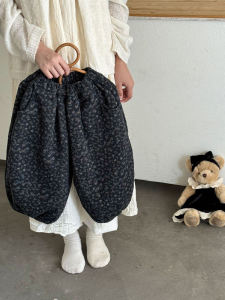 Girls Floral Lantern Pants Casual Spring Autumn Cotton Childrens Clothing Small Girls Trousers Korean Style mid Waist Elastic Waistband