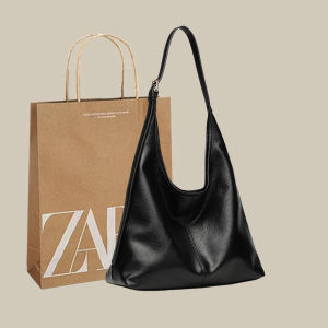 ZAR&ZAINPRE Soft Leather Large Capacity Commuter Tote Bag Womens Bag 2025 New Simple Single Shoulder Underarm Bag