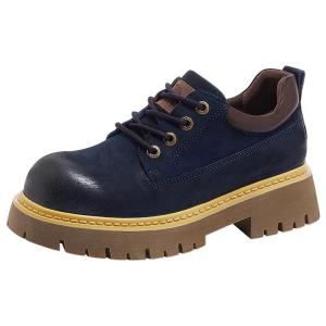 CAMEL | Thick Sole Trendy Lace-up Genuine Leather Oxfords