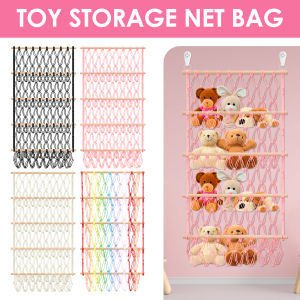 4-Layer Stuffed Toy Storage Hammock Net Large Capacity Stuffed Animal Storage Boho Hanging Toy Organizer for Playroom Bedroom