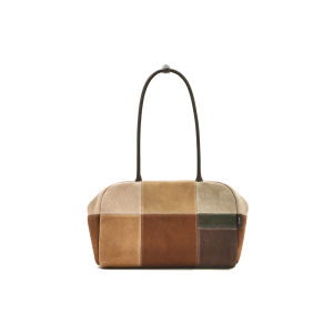 muva | Leather Velvet Colorblock Spacious Shoulder Bag