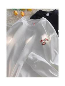 Áo Thun Cotton Dài Tay Rộng Rãi Cổ Tròn Mùa Xuân Thu Mới Cho Học Sinh Cặp Đôi Phong Cách Mỹ Đơn Giản Giản Dị Thoải Mái Thoáng Khí