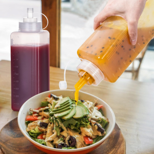800/1000ML Condiment Squeeze Bottle Wide Mouth Clear Squeeze Bottles with Cap Lids for Chunky Sauces Resin Crafts