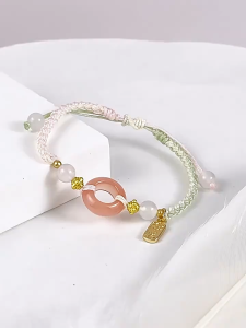 Gelang Tangan Giok Pink Keberuntungan Gelang Fashion Gelang Tangan Serut