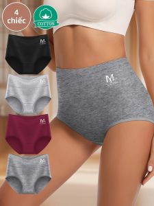 MIOTAN 4 Chiếc Quần Lót Nữ Cạp Cao Nâng Đỡ Bụng Chất Liệu Cotton Mềm Mại Thoáng Khí Có Hỗ Trợ Tư Thế