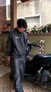 Setelan Jas Hujan RAF Elastis Anti Rembes untuk Riding Motor - Nyaman & Tahan Lama - Hijau/Light Blue/Maroon