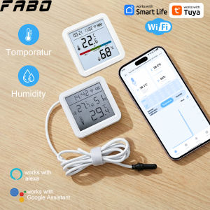 Fabo | New Screen Display WiFi Thermo-Hygro Meter Tuya Smart Environment Gauge With/Without External Probe APP Remote Data View