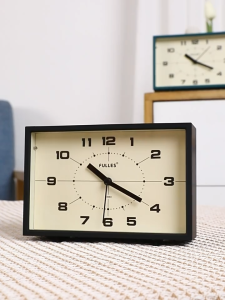 Đồng hồ báo thức để bàn Fulles mẫu hình hộp phong cách vintage có đèn dùng decor góc học tập làm việc