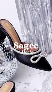 Alivelovearts Sagee Crystal Heels 6cm Mules Korean Style Import