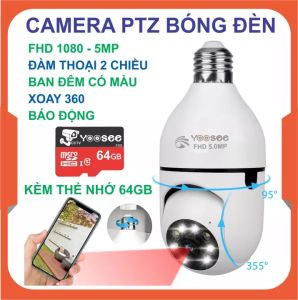 Camera Yoosee PTZ bóng đèn FHD 1080p Rõ nét Có đèn Led chiếu sáng ban đêm Xoay 360 độ Đàm thoại 2 chiều