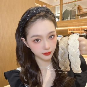 Elegant Zircon Hair Band Korean Fashion Simple Mesh Wide Headband Hair Accessories for Lady