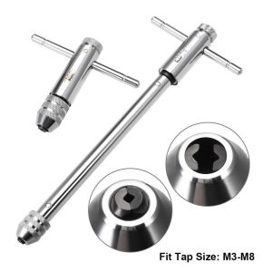 Adjustable T-Handle Ratchet Tap Holder Wrench Machine Screw Thread Metric  Bothway Hand Screw Tap Set Manual Tapping Tool Kit