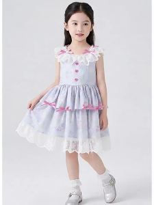 puella kids | Summer New Style Ruffled Bow Childrens Dress