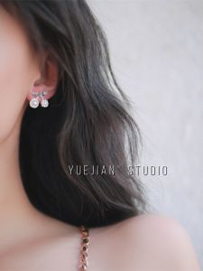 Bông Tai Mini Ngọc Trai Anh Đào Thanh Lịch Trang Sức Thời Trang Nữ Tươi Ra Mạ Điện Hợp Kim Hoa Văn Trái Cây Phong Cách Hàn Quốc