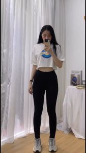 Quần Legging Nữ gen bụng cạp cao  màu đen cao cấp thun co giãn 4 chiều vải đẹp dày thoáng mát không xù lông-MAS