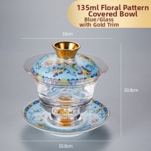 Enamel Floral Porcelain Lidded Teacup