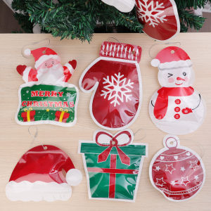 1/6PCS Cartoon Christmas Sealed Bag Christmas Candy Biscuit Packaging Bag Childrens Christmas Gift Pocket Christmas Tree Hanging Decoration
