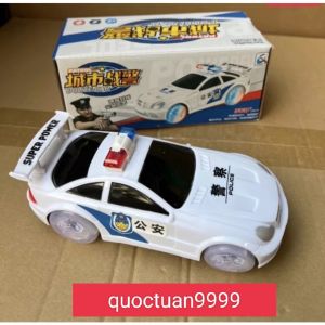 Đồ chơi xe cảnh sát nhạc đèn tự động tiến lùi tránh chướng ngại vật (tặng kèm pin)