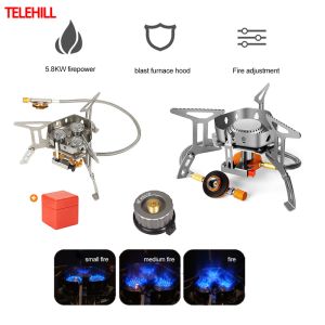 Outdoor Portable Three Core Furnace 1/3 Burners Camp Gas Stove Portable Windproof Burner Folding Ultralight Picnic Cooking Stove