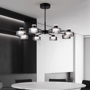 Modern Minimalist All-Copper Glass Chandelier Classic Modern Design Indoor Lighting Living Room Dining Room Office Pendant Lamp With Remote Control Dimming