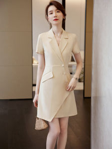 Elegant Short Sleeve Suit Dress Womens Summer High-End Sensation Workwear Professional Image Goddess Style Formal Work Uniform