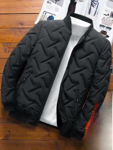 ROMON | เสื้อแจ็คเก็ตผ้าฝ้ายบุขนแกะแบบบางสำหรับผู้ชาย ฤดูใบไม้ร่วง/ฤดูหนาว ทรงปกโปโล เสื้อคลุมกันหนาวแบบสวมหัว ทรงหลวม แฟชั่นลำลอง