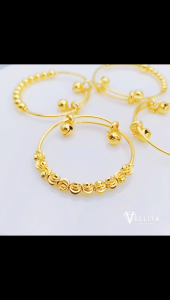[VJ]Kids Bangle “Boba - Plain” 999.9 Gold Plated D:4.5cm Adjustable Baby-Kids Bangles KBP <Gelang Boba Licin Budak>