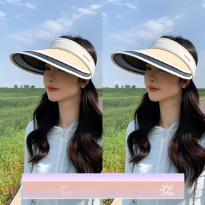 MiiOW | Mũ lưỡi trai chống nắng mùa hè có thể gập lại Mũ lưỡi trai chống tia UV hai lớp cho nữ Mũ lưỡi trai đi xe đạp che chắn rộng rãi