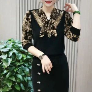 High-End Bottoming Shirt 2024 New Arrival Autumn and Winter Loose Belly-Covering Coat Fashion Shirt Middle-Aged and Elderly Womens Dress