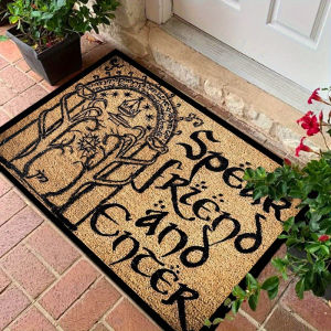 VIKAMA Vintage Ring-Symbol Welcome Floor Mat for Washable Anti-Slip Kitchen Floor Bedroom Side Rug Home Decoration