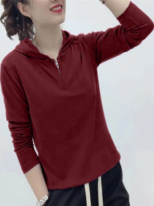 Loose Casual Long Sleeve Womens T-shirt Hooded Base Shirt Versatile Comfortable Cotton Blend Soft And Comfortable Korean Style