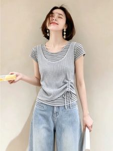 Loowmane | Áo Thun Hai Mảnh Thiết Kế Ảo Giả Vạch U-Neck