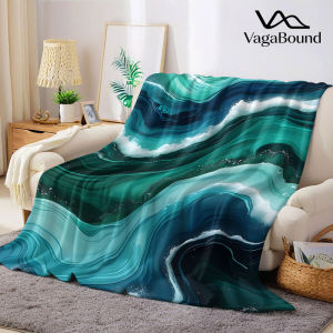 BILIBILI | Teal Ocean Liquid Wave Flannel Blanket Warm Soft Halloween Christmas Decorative Couch Warm Cozy All-Season Gift