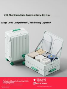 VCC | Durable Spacious Aluminum Frame Women Travel Suitcase with Side Opening and Password 24 inches