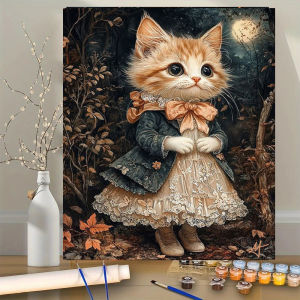 Acrylic Paint By Numbers Vintage Kitten Oil Painting Package Art Picture For Bedroom Wall Adults Hand Painted Unique Gift
